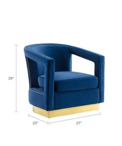 Modway Frolick Performance Velvet Armchair Navy