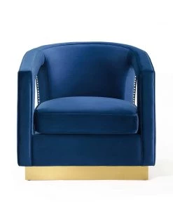 Modway Frolick Performance Velvet Armchair Navy