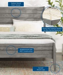 Modway Georgia King Wood Platform Bed Gray Beds