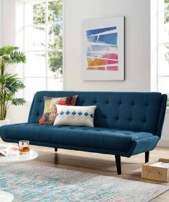 Modway Glance Tufted Convertible Fabric Sofa Bed Azure SOFAS