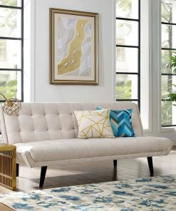 Modway Glance Tufted Convertible Fabric Sofa Bed Beige SOFAS