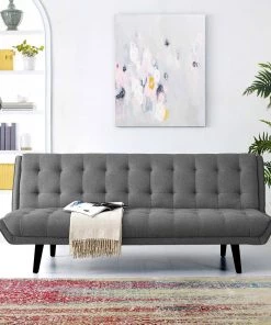 Modway Glance Tufted Convertible Fabric Sofa Bed Gray 12 Modway Glance Tufted Convertible Fabric Sofa Bed Gray