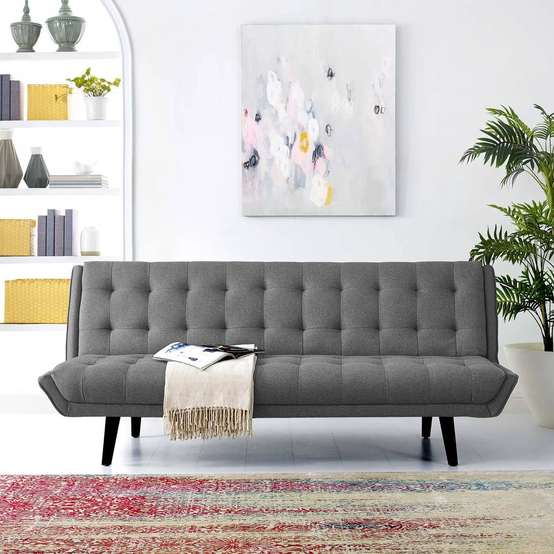 Modway Glance Tufted Convertible Fabric Sofa Bed Gray 6 Modway Glance Tufted Convertible Fabric Sofa Bed Gray