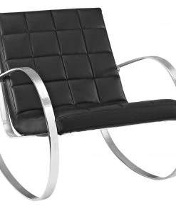 Modway Gravitas Upholstered Vinyl Lounge Chair Black Chaise Lounge Chairs