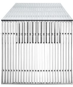 Modway Dining Tables Gridiron Stainless Steel Rectangle Dining Table Silver