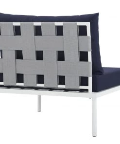 Modway Outdoor Sectional Harmony Armless Outdoor Patio Aluminum Chair White Navy