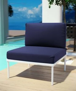 Modway Outdoor Sectional Harmony Armless Outdoor Patio Aluminum Chair White Navy