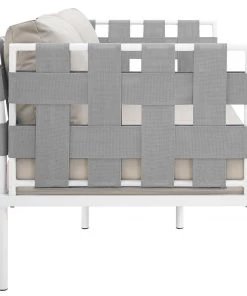 Modway Harmony Outdoor Patio Aluminum Loveseat White Beige Outdoor Loveseats