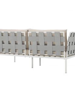 Modway Harmony Outdoor Patio Aluminum Loveseat White Beige Outdoor Loveseats