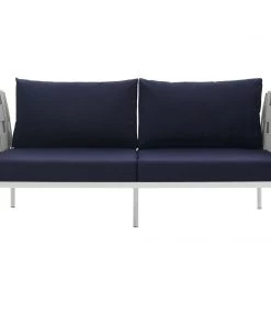 Modway Outdoor Loveseats Harmony Outdoor Patio Aluminum Loveseat White Navy