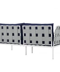 Modway Outdoor Loveseats Harmony Outdoor Patio Aluminum Loveseat White Navy