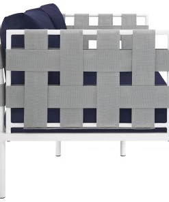 Modway Outdoor Loveseats Harmony Outdoor Patio Aluminum Loveseat White Navy