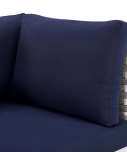 Modway Outdoor Loveseats Harmony Sunbrella® Basket Weave Outdoor Patio Aluminum Loveseat Tan Navy