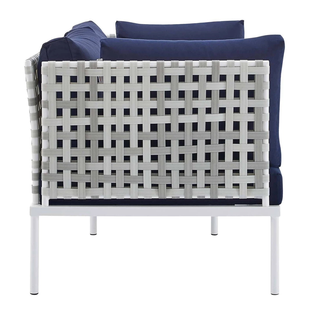 Modway Harmony Sunbrella® Basket Weave Outdoor Patio Aluminum Loveseat Taupe Navy 2 Modway Harmony Sunbrella® Basket Weave Outdoor Patio Aluminum Loveseat Taupe Navy