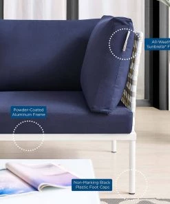 Modway Harmony Sunbrella® Basket Weave Outdoor Patio Aluminum Loveseat Taupe Navy 14 Modway Harmony Sunbrella® Basket Weave Outdoor Patio Aluminum Loveseat Taupe Navy