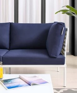 Modway Harmony Sunbrella® Basket Weave Outdoor Patio Aluminum Loveseat Taupe Navy 15 Modway Harmony Sunbrella® Basket Weave Outdoor Patio Aluminum Loveseat Taupe Navy