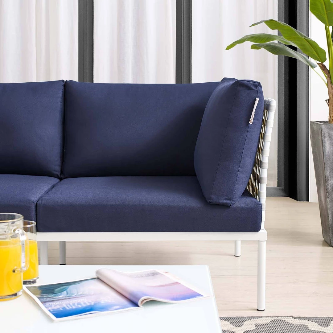 Modway Harmony Sunbrella® Basket Weave Outdoor Patio Aluminum Loveseat Taupe Navy 7 Modway Harmony Sunbrella® Basket Weave Outdoor Patio Aluminum Loveseat Taupe Navy