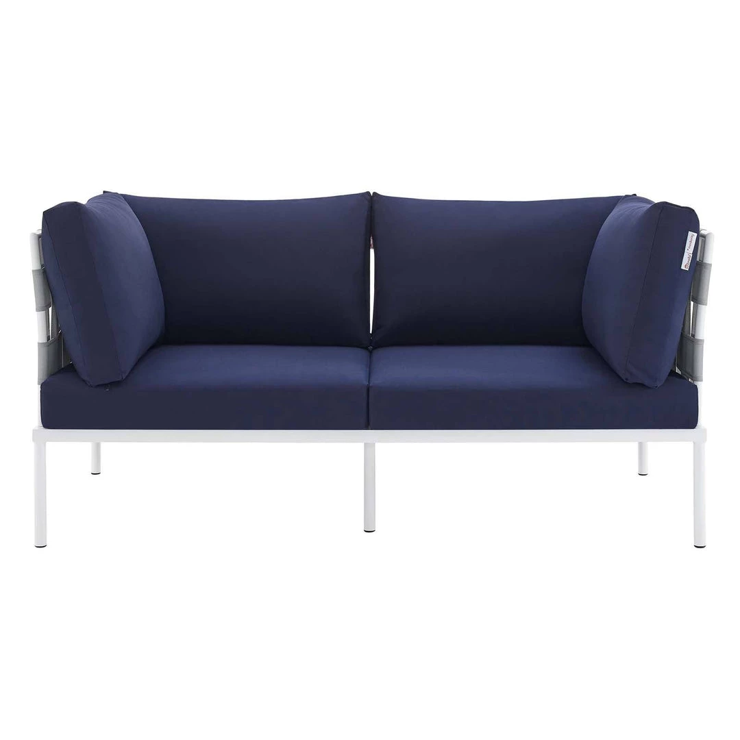 Modway Harmony Sunbrella® Outdoor Patio Aluminum Loveseat Gray Navy Outdoor Loveseats 4 Modway Harmony Sunbrella® Outdoor Patio Aluminum Loveseat Gray Navy Outdoor Loveseats