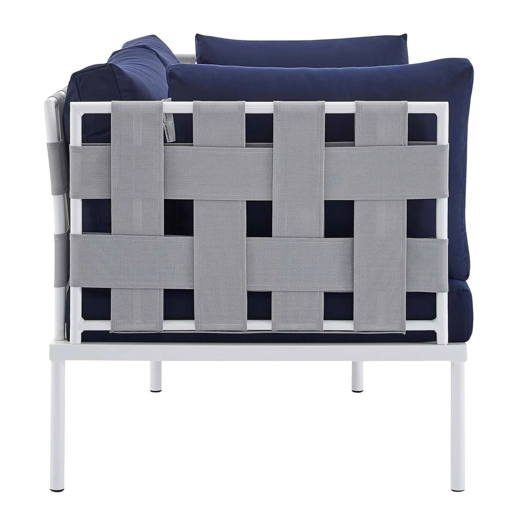 Modway Harmony Sunbrella® Outdoor Patio Aluminum Loveseat Gray Navy Outdoor Loveseats 2 Modway Harmony Sunbrella® Outdoor Patio Aluminum Loveseat Gray Navy Outdoor Loveseats