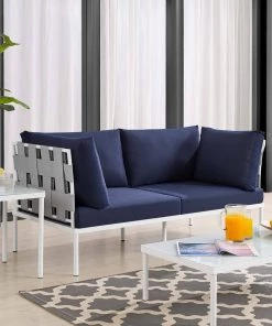 Modway Harmony Sunbrella® Outdoor Patio Aluminum Loveseat Gray Navy Outdoor Loveseats 16 Modway Harmony Sunbrella® Outdoor Patio Aluminum Loveseat Gray Navy Outdoor Loveseats