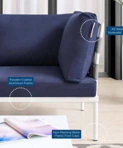 Modway Harmony Sunbrella® Outdoor Patio Aluminum Loveseat Gray Navy Outdoor Loveseats 14 Modway Harmony Sunbrella® Outdoor Patio Aluminum Loveseat Gray Navy Outdoor Loveseats