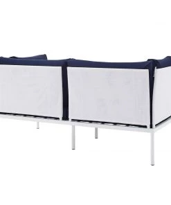 Modway Outdoor Loveseats Harmony Sunbrella® Outdoor Patio Aluminum Loveseat White Navy