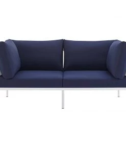 Modway Outdoor Loveseats Harmony Sunbrella® Outdoor Patio Aluminum Loveseat White Navy
