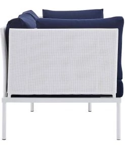 Modway Outdoor Loveseats Harmony Sunbrella® Outdoor Patio Aluminum Loveseat White Navy