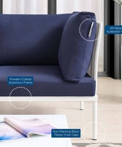 Modway Outdoor Loveseats Harmony Sunbrella® Outdoor Patio Aluminum Loveseat White Navy