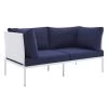 Modway Outdoor Loveseats Harmony Sunbrella® Outdoor Patio Aluminum Loveseat White Navy