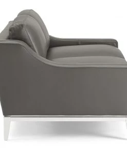 Modway Loveseats Harness 64" Stainless Steel Base Leather Loveseat Gray