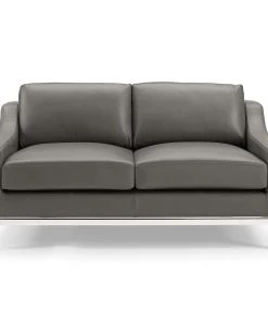 Modway Loveseats Harness 64" Stainless Steel Base Leather Loveseat Gray