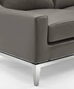 Modway Harness Stainless Steel Base Leather Armchair Gray