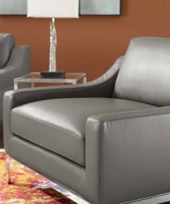 Modway Harness Stainless Steel Base Leather Armchair Gray