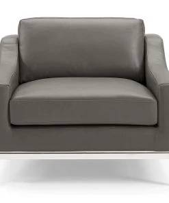 Modway Harness Stainless Steel Base Leather Armchair Gray