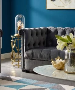 Modway Heritage Performance Velvet Sofa Gray 9 Modway Heritage Performance Velvet Sofa Gray