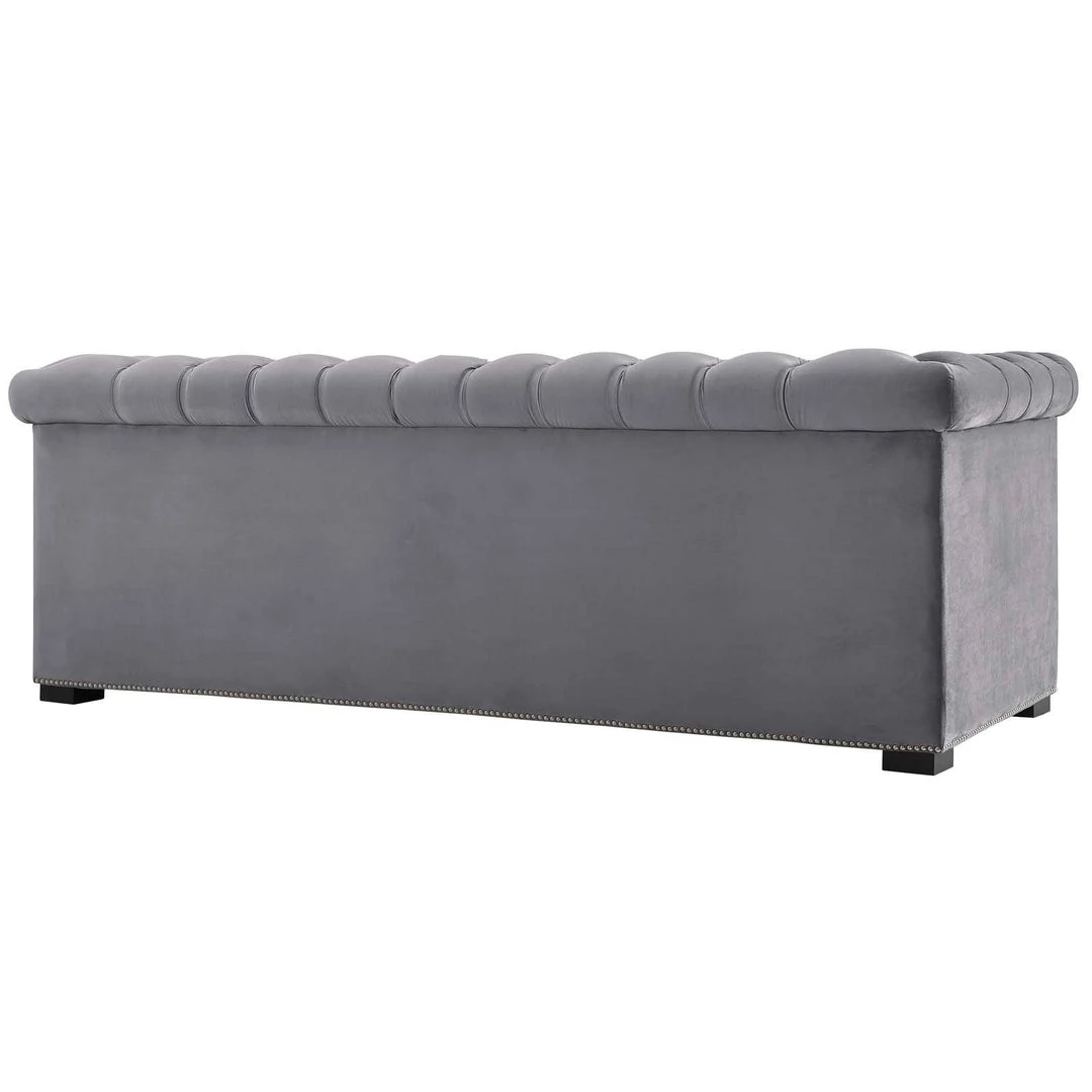Modway Heritage Performance Velvet Sofa Gray 3 Modway Heritage Performance Velvet Sofa Gray