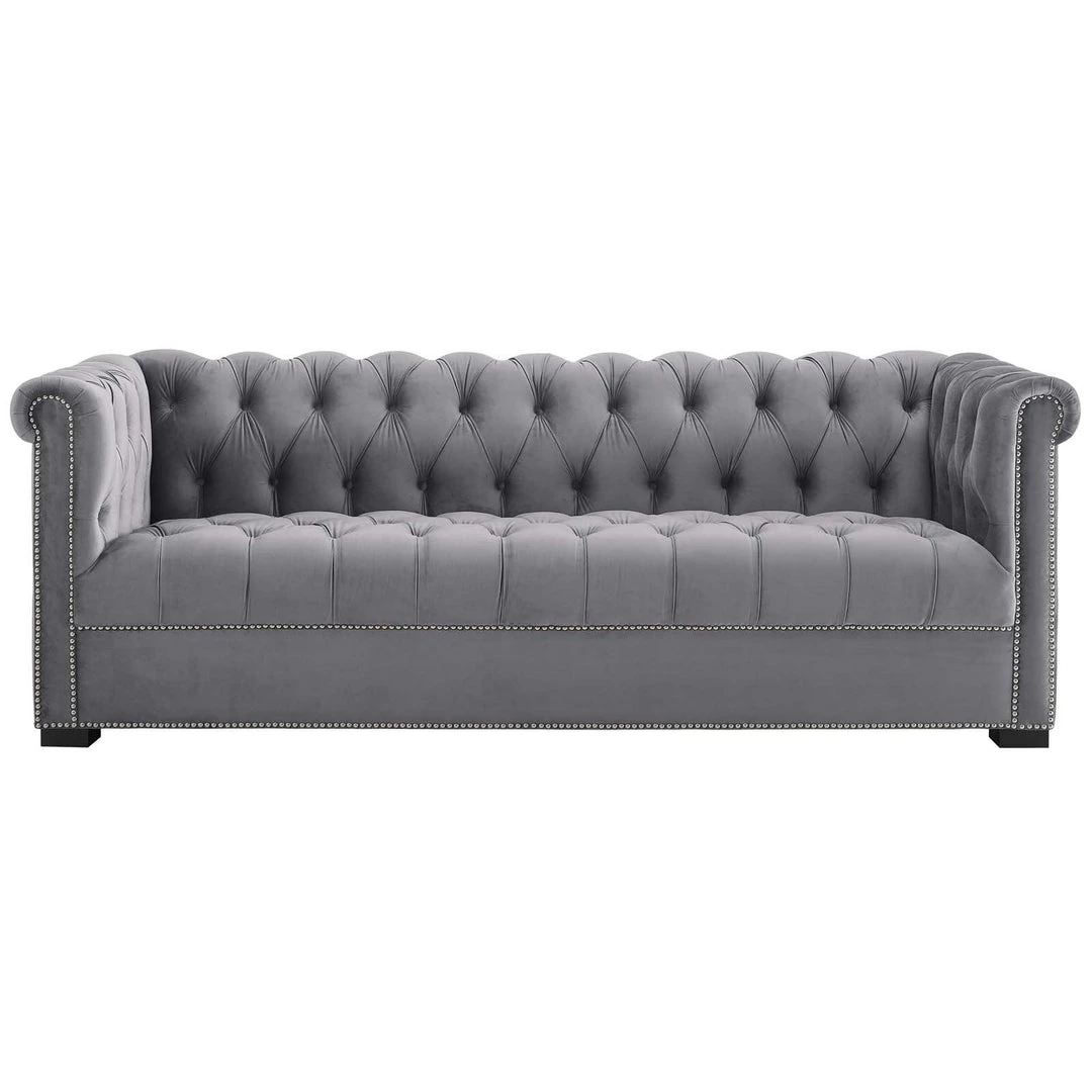 Modway Heritage Performance Velvet Sofa Gray 1 Modway Heritage Performance Velvet Sofa Gray