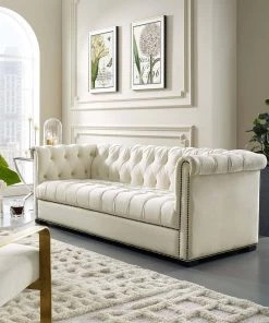 Modway Heritage Performance Velvet Sofa Ivory 14 Modway Heritage Performance Velvet Sofa Ivory