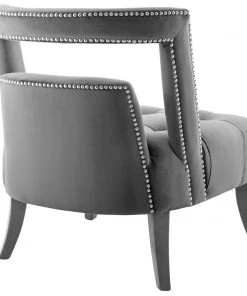 Modway Honor Accent Lounge Performance Velvet Armchair Gray