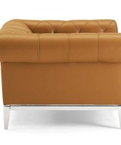 Modway Armchairs Idyll Tufted Button Upholstered Leather Chesterfield Armchair Tan