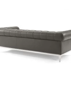 Modway SOFAS Idyll Tufted Button Upholstered Leather Chesterfield Sofa Gray