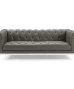 Modway SOFAS Idyll Tufted Button Upholstered Leather Chesterfield Sofa Gray