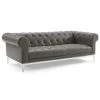 Modway SOFAS Idyll Tufted Button Upholstered Leather Chesterfield Sofa Gray