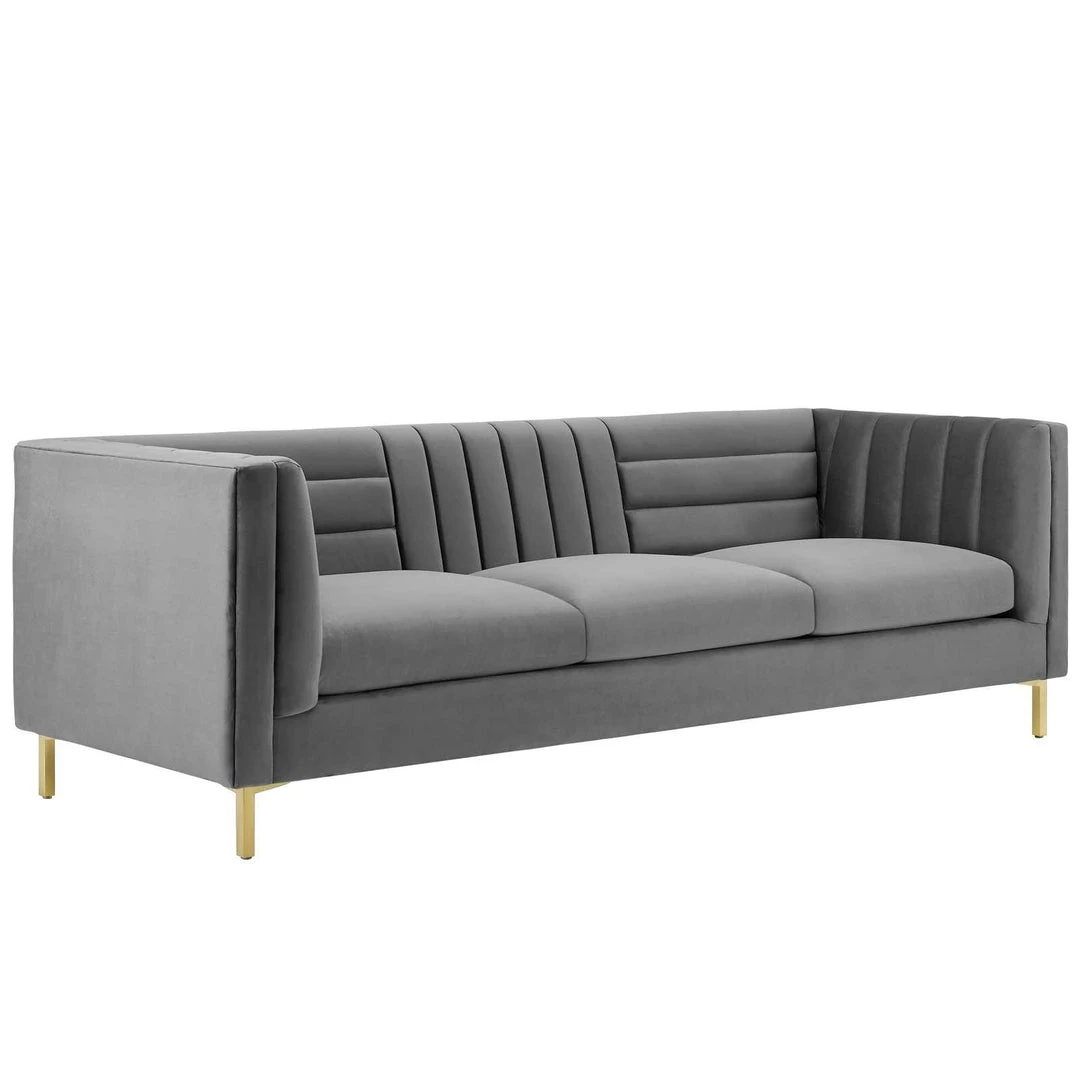 Modway SOFAS Ingenuity Channel Tufted Performance Velvet Sofa Gray 2 Modway SOFAS Ingenuity Channel Tufted Performance Velvet Sofa Gray