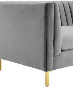 Modway SOFAS Ingenuity Channel Tufted Performance Velvet Sofa Gray 10 Modway SOFAS Ingenuity Channel Tufted Performance Velvet Sofa Gray