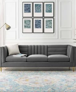Modway SOFAS Ingenuity Channel Tufted Performance Velvet Sofa Gray 12 Modway SOFAS Ingenuity Channel Tufted Performance Velvet Sofa Gray
