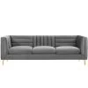 Modway SOFAS Ingenuity Channel Tufted Performance Velvet Sofa Gray