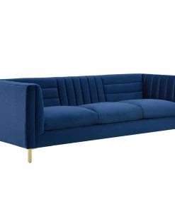 Modway Ingenuity Channel Tufted Performance Velvet Sofa Navy