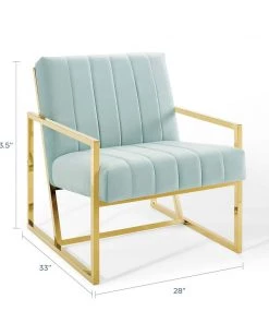 Modway Inspire Channel Tufted Performance Velvet Armchair Mint Armchairs